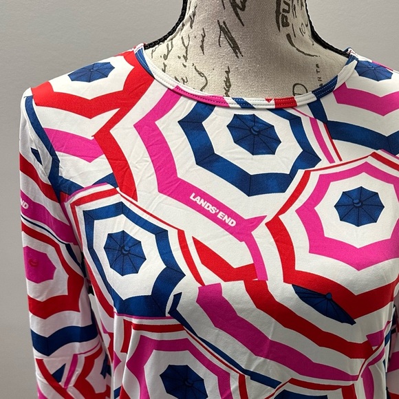 🌂 Lands' End Women's Umbrella Print Long Sleeve Cover-Up - Multicolor  🌂 - Picture 2 of 10